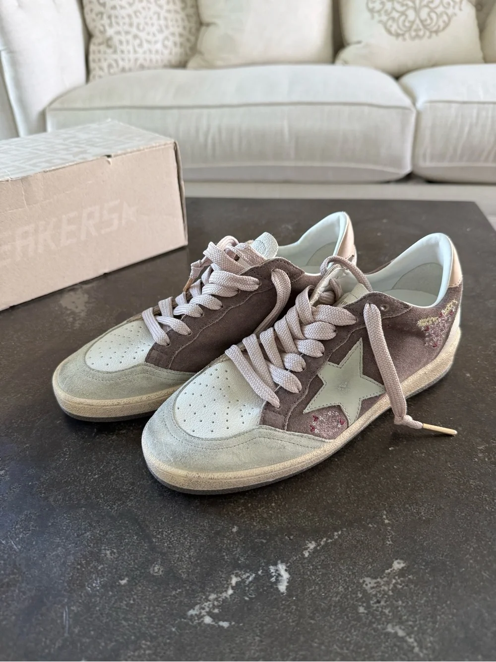 Golden Goose Ball Star Floral Embroidered Sneakers Size 36 | NEW IN BOX - Picture 3 of 10